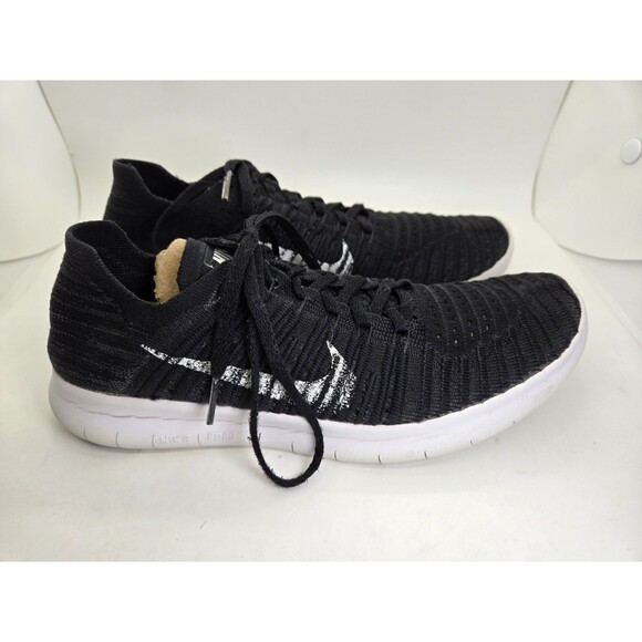 Nike Free RN Flyknit Shoes Women's 8.5 Black Running Athletic Workout Sneakers - Picture 1 of 8